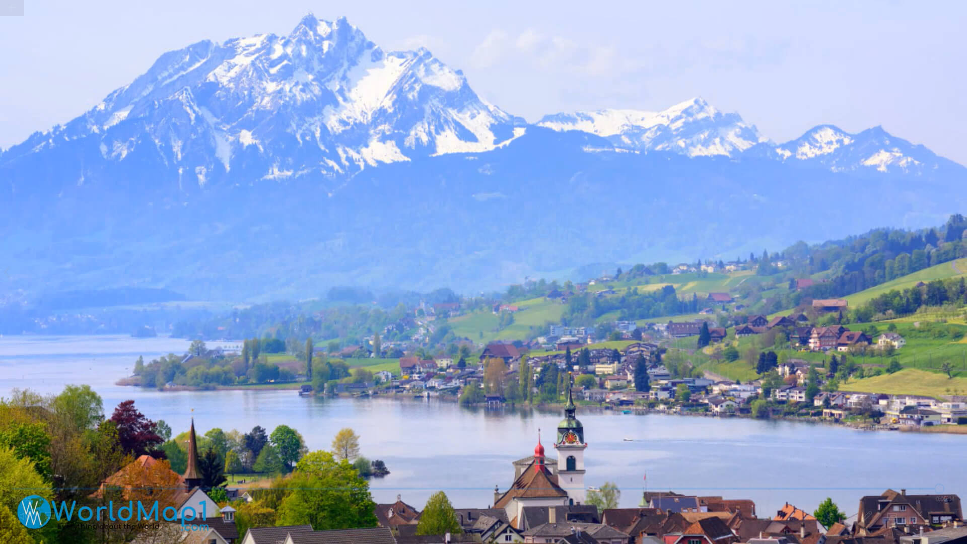 Lucerne City Lake and Mountains View